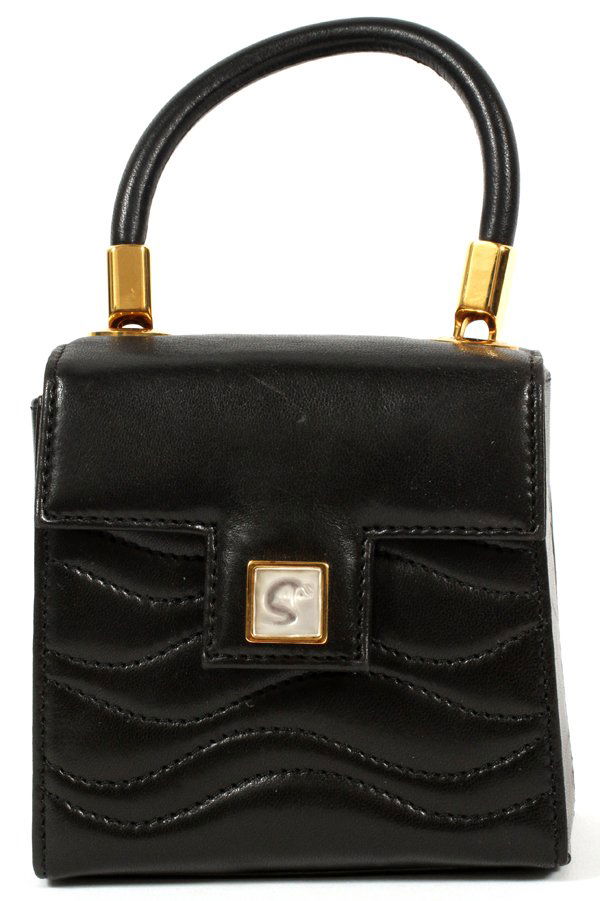 LALIQUE BLACK LEATHER HANDBAG (1 of 2)