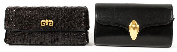 ROBERT LEE MORRIS BLACK CLUTCH BAGS, TWO (1 of 3)