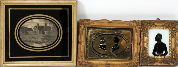 REGENCY SILK NEEDLEWORK PICTURE & SILHOUETTES (1 of 2)