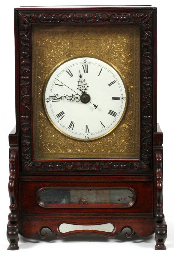 19TH C. CHINESE ROSEWOOD MANTEL CLOCK H. (1 of 5)