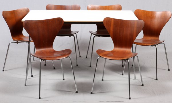 DANISH MID CENTURY MODERN DINING TABLE & CHAIRS, 7 (1 of 5)