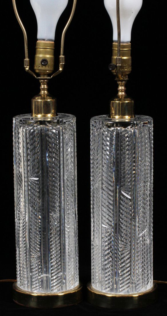 WATERFORD CRYSTAL & BRASS LAMPS PAIR (1 of 1)