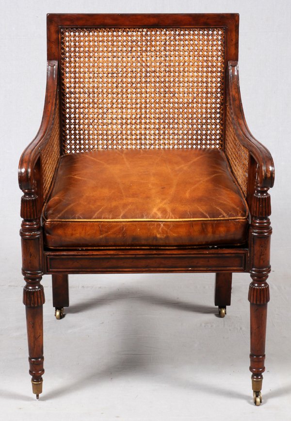 LEATHER & CANE ARMCHAIR (1 of 2)