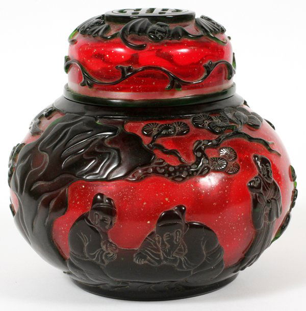 PEKING GLASS COVERED JAR C1900 (1 of 2)