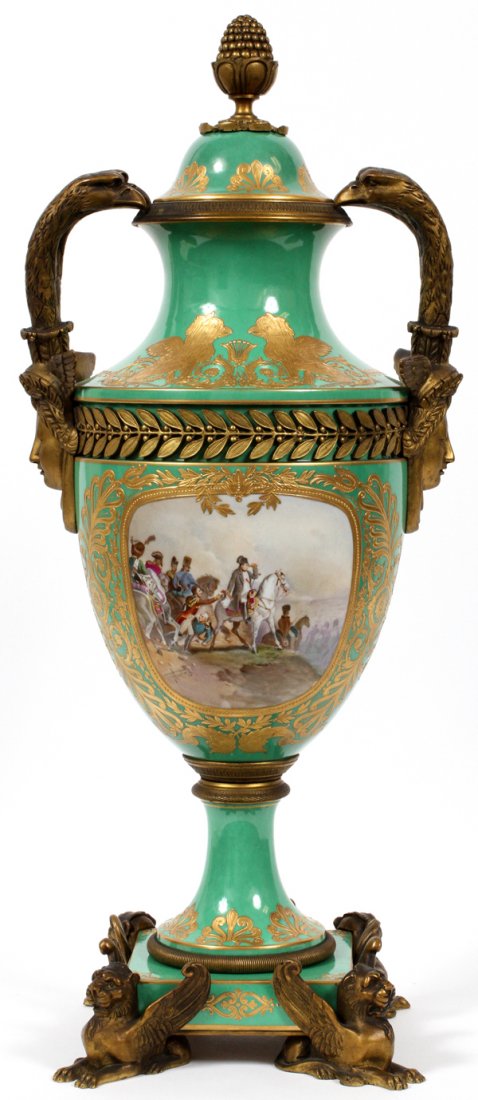 SEVRES PORCELAIN COVERED URN W/ BRONZE MOUNTS (1 of 9)