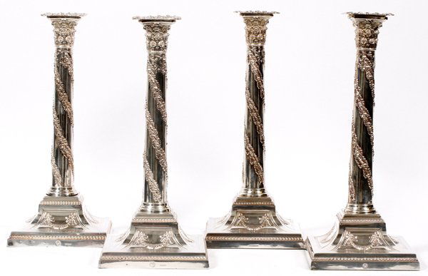 ELLIS-BARKER CO. ENGLISH SILVERPLATE CANDLESTICKS (1 of 4)