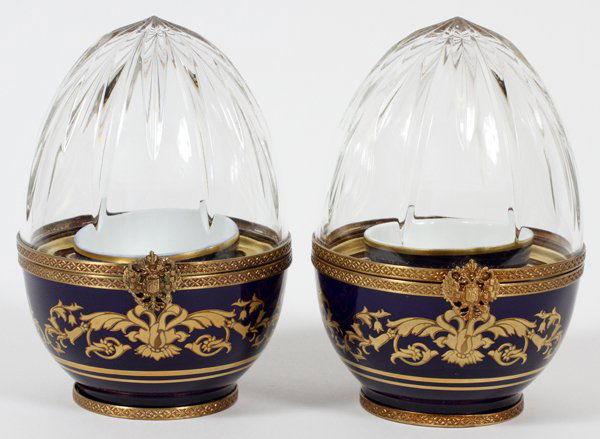 LIMOGES PORCELAIN & CRYSTAL 'FABERGE' CAVIAR EGGS (1 of 4)
