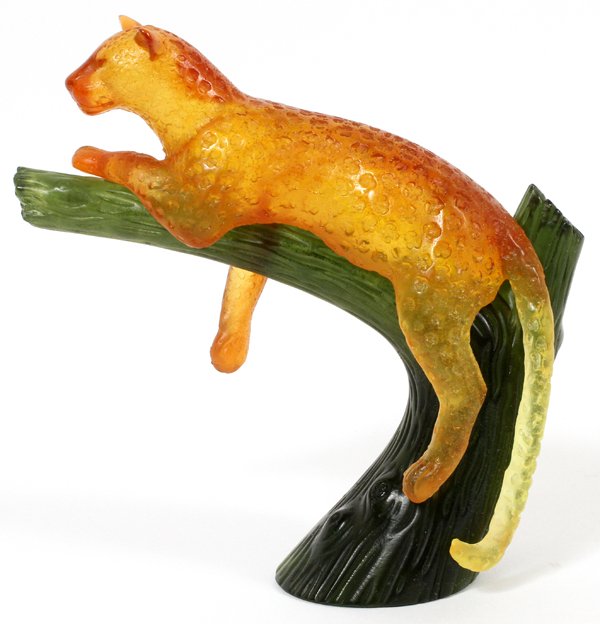 DAUM PATE DE VERRE PANTHER ON A LIMB (1 of 3)