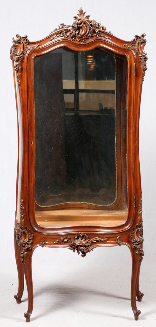 FRENCH CARVED WALNUT VITRINE (1 of 3)