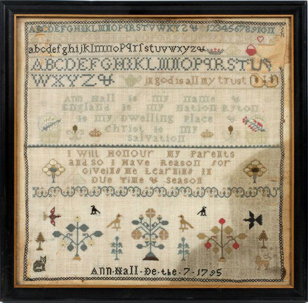 ANN HALL ENGLISH ALPHABET & VERSE SAMPLER 1795 (1 of 2)