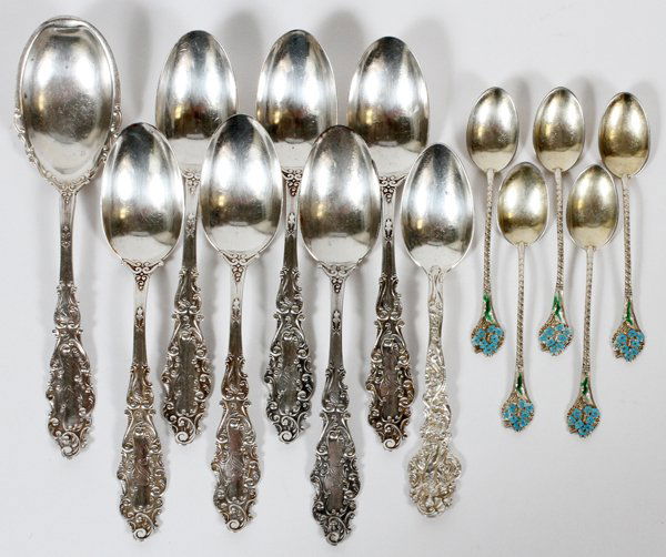 GORHAM STERLING SPOONS C. 1900 THIRTEEN PIECES (1 of 2)