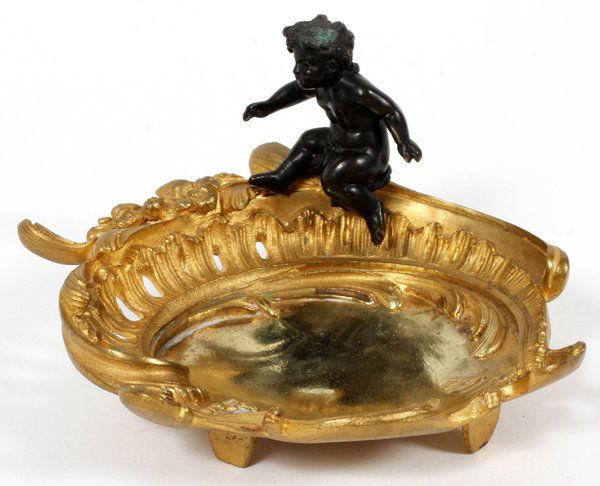 FRENCH PATINATED METAL FIGURAL CALLING CARD STAND (1 of 2)