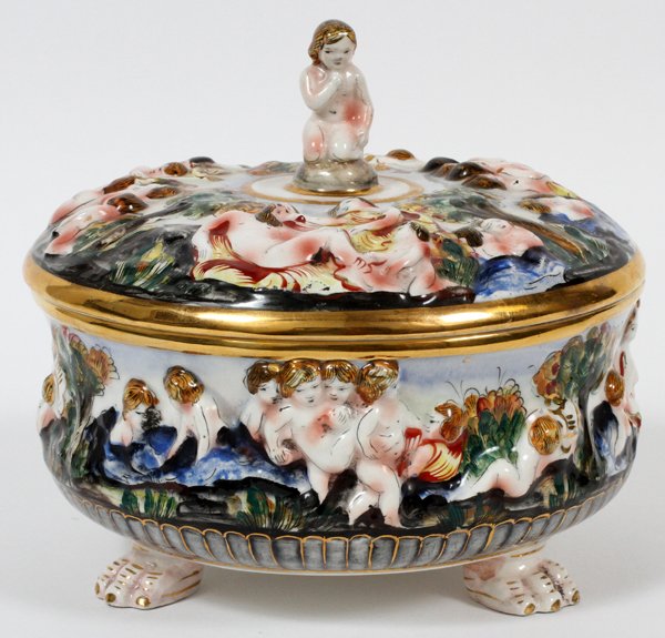 ITALIAN CAPO DI MONTE SWEETMEAT JAR (1 of 2)