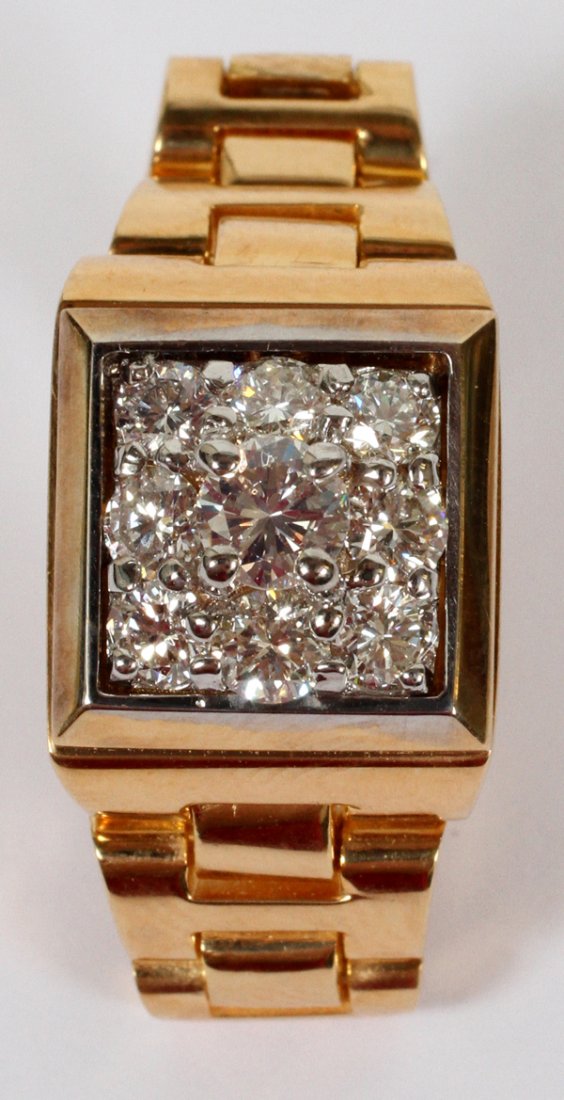 DIAMONDS & YELLOW GOLD GENTLEMAN'S FLEXIBLE RING (1 of 2)