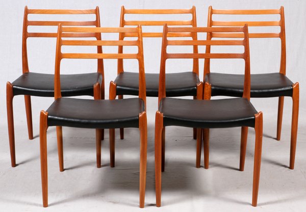 DANISH MODERN CHAIRS, FIVE (1 of 5)