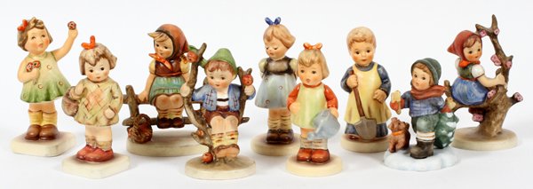 HUMMEL BISQUE FIGURINES, NINE PIECES (1 of 2)