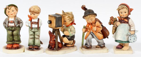 HUMMEL BISQUE FIGURINES, FIVE PIECES (1 of 2)