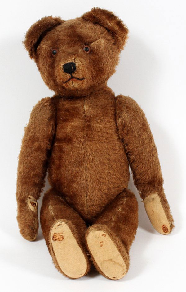 BROWN MOHAIR JOINTED TEDDY BEAR EARLY 20TH C. (1 of 1)