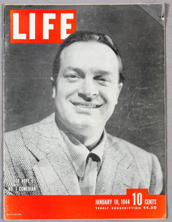 LIFE MAGAZINE JANUARY 10 1944: LIFE MAGAZINE, JANUARY 10, 1944, FEATURING BOB HOPE, "NO. 1 COMEDIAN":Bob Hope on the cover. For a high resolution photo CLICK HERE