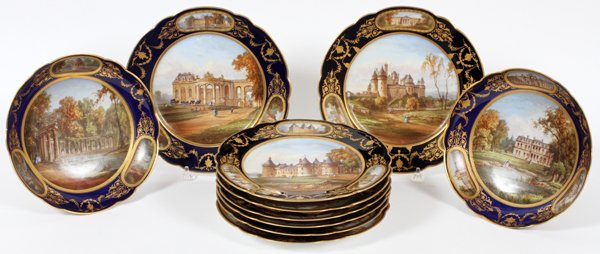 SEVRES PORCELAIN TOPOGRAPHICAL PLATES & COMPOTES (1 of 3)