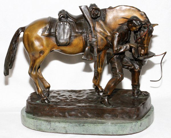 AFTER CHARLES SCHREYVOGEL BRONZE SCULPTURE (1 of 3)