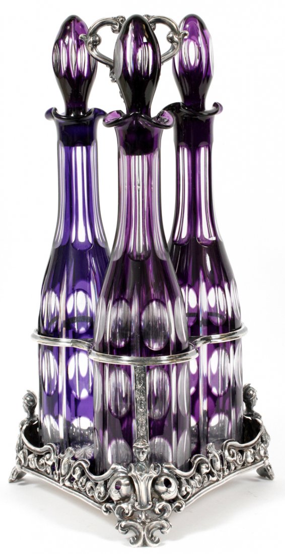 AMETHYST-CUT-TO-CLEAR GLASS DECANTERS (1 of 2)