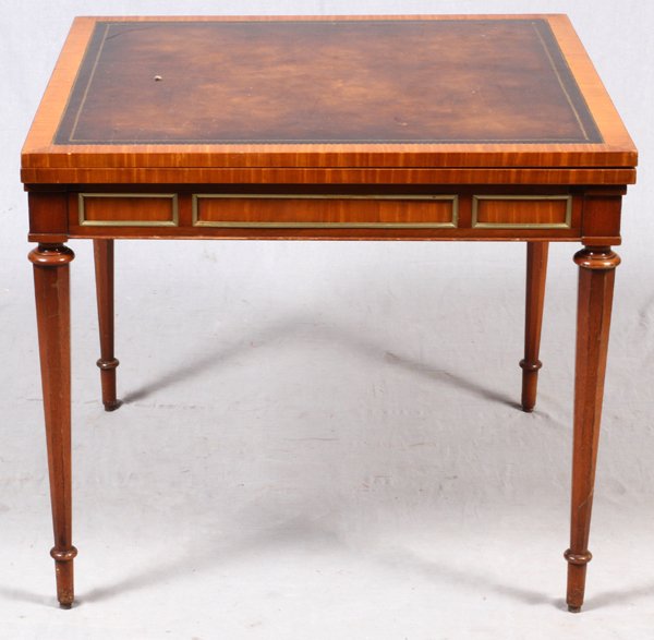 TOOLED LEATHER TOP GAMES TABLE SQUARE (1 of 2)