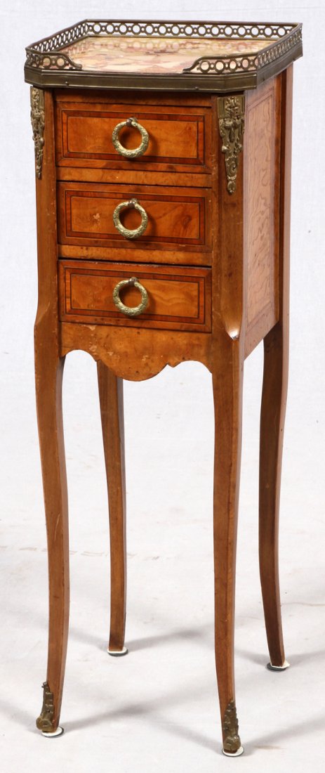 FRENCH WALNUT THREE-DRAWER COMMODE C. 1875 (1 of 2)