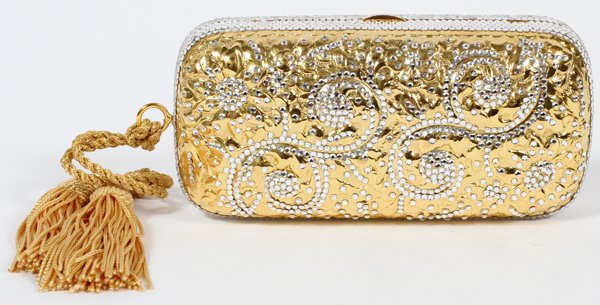 JUDITH LEIBER FLORAL VINE MINAUDIERE W/ SILK TASSEL (1 of 2)