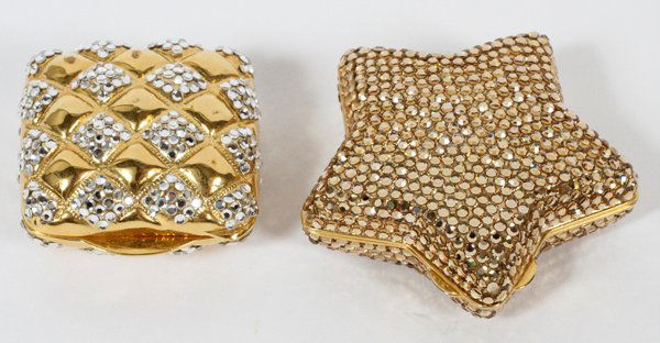 JUDITH LEIBER CRYSTAL BEAD PILL BOXES, TWO (1 of 2)