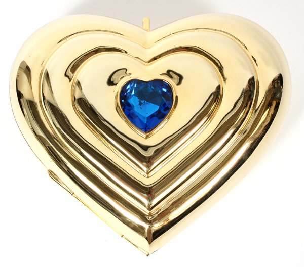 YVES SAINT LAURENT GOLD TONE HEART MINAUDIERE (1 of 3)