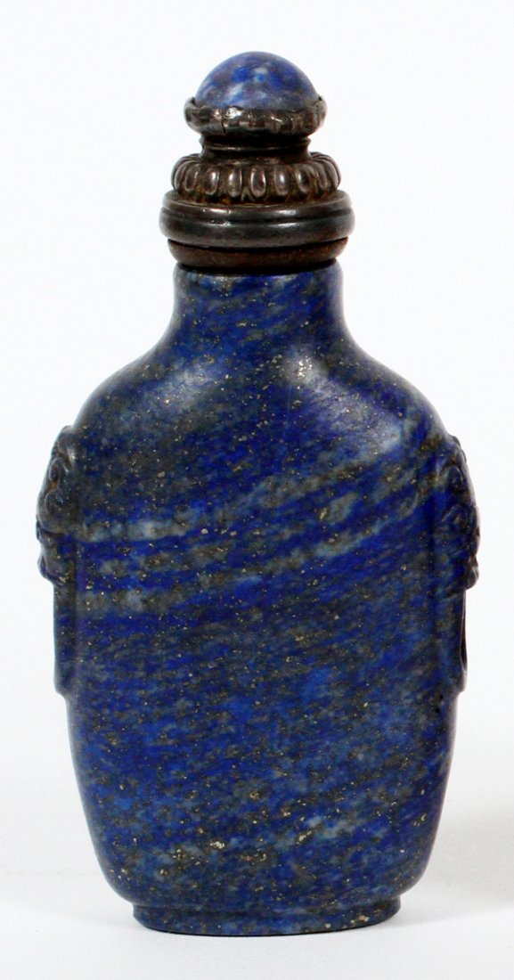 CHINESE CARVED LAPIS LAZULI SNUFF BOTTLE (1 of 2)