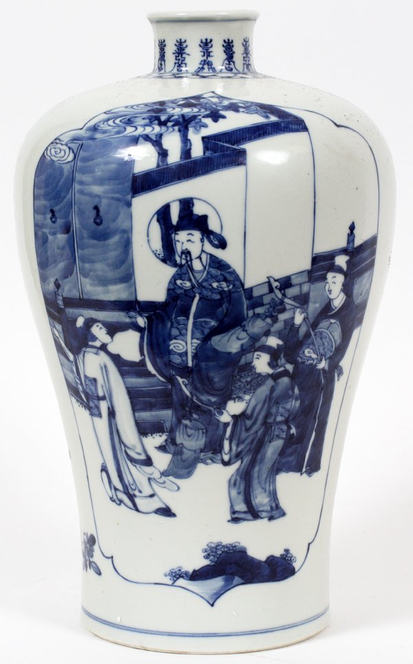 CHINESE QING KANGXI STYLE PORCELAIN MEIPING VASE (1 of 3)