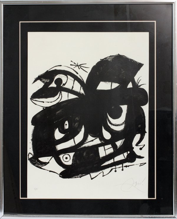 JOAN MIRO BLACK & WHITE LITHOGRAPH (1 of 3)