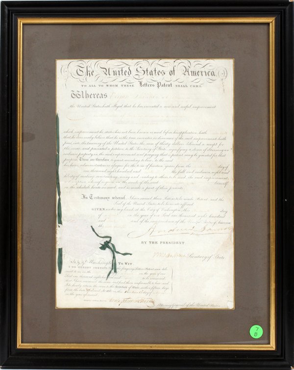 ANDREW JACKSON SIGNED PATENT DOCUMENT 1830 (1 of 2)