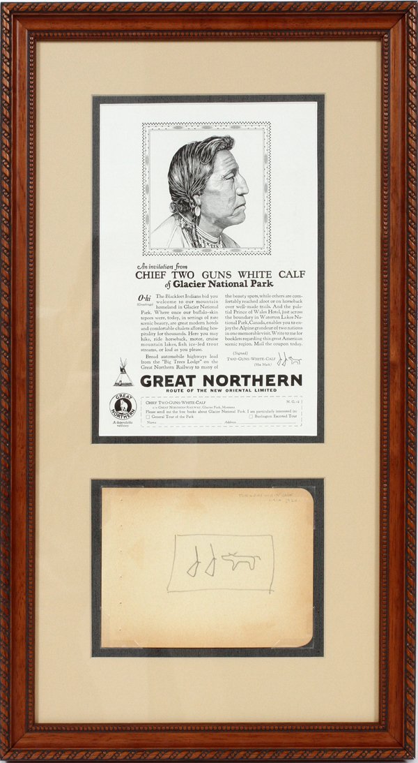BLACKFOOT INDIAN CHIEF SIGNED PICTOGRAPH (1 of 4)