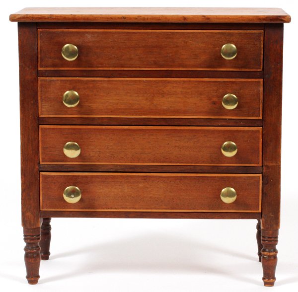SALESMAN SAMPLE MAHOGANY CHEST OF DRAWERS C. 1820 (1 of 5)