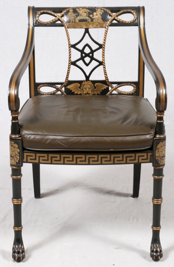 HENREDON BLACK & GOLD PAINTED ARMCHAIR (1 of 2)
