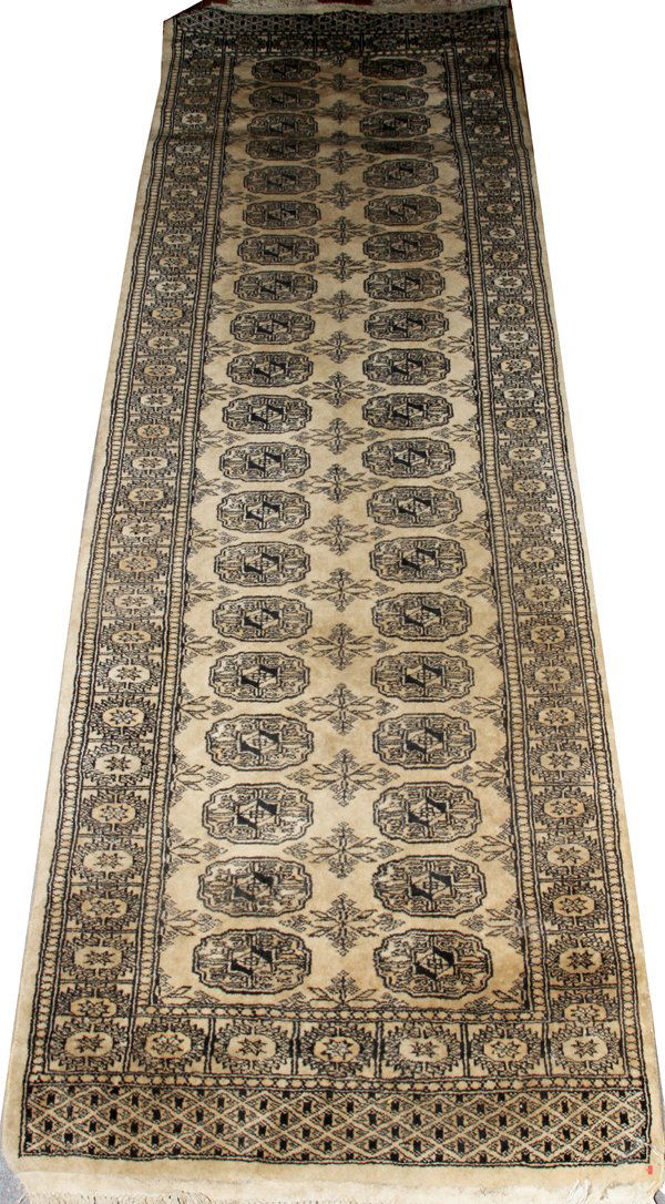 IVORY BOKHARA ORIENTAL WOOL RUNNER (1 of 2)