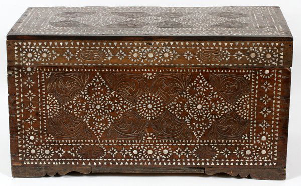ANTIQUE INDONESIAN MOTHER-OF-PEARL INLAID TRUNK (1 of 2)