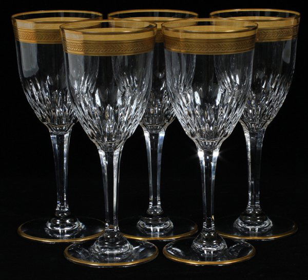 ST. LOUIS SLT27 CRYSTAL GOBLETS, FIVE (1 of 1)
