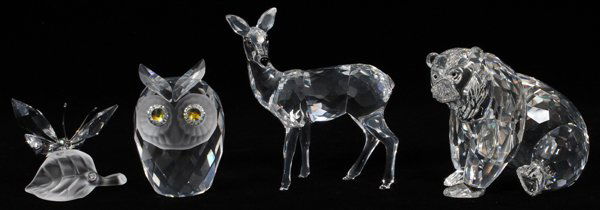 SWAROVSKI CRYSTAL FIGURINES, FOUR PIECES (1 of 1)
