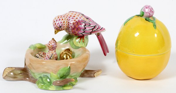 HEREND PORCELAIN FIGURINE & BOX (1 of 2)