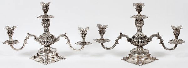 REED & BARTON SILVERPLATE EPERGNES/CANDELABRA, PAIR (1 of 3)