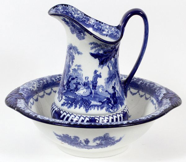 DOULTON WATTEAU ENGLISH WASH BASIN & PITCHER (1 of 2)