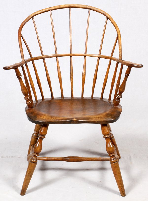 WINDSOR PINE & WHITE OAK ARMCHAIR 19TH C. (1 of 2)