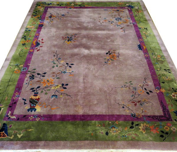 CHINESE HANDWOVEN WOOL RUG C. 1920 (1 of 7)