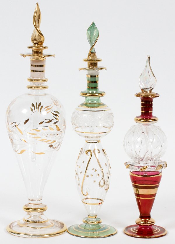 EGYPTIAN GLASS PERFUME BOTTLES, THREE PIECES (1 of 1)