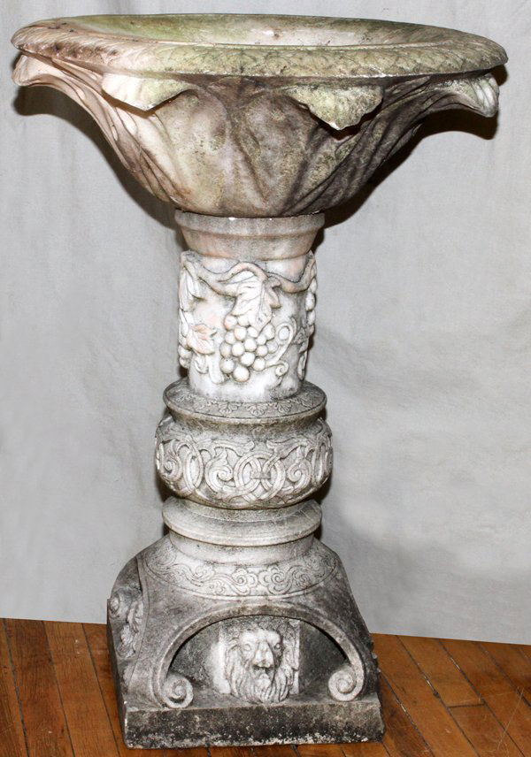 ITALIAN CARVED MARBLE BIRD BATH C. 1900
