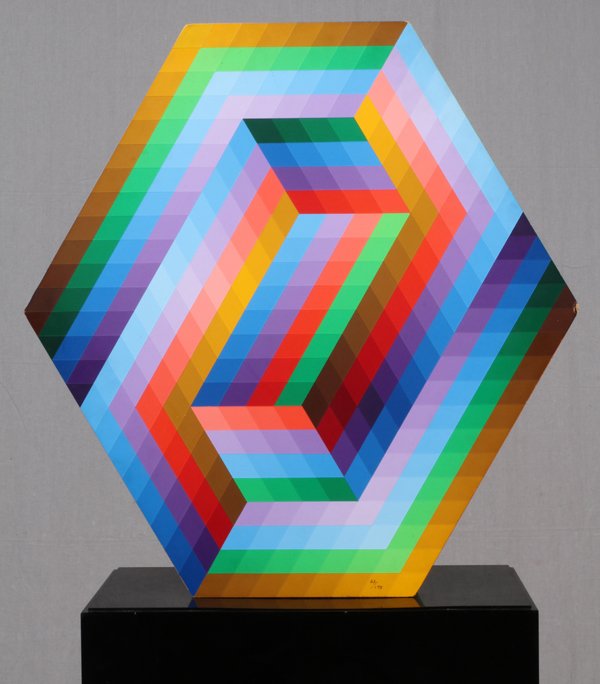 VICTOR VASARELY HAND PAINTED WOOD SCULPTURE (1 of 8)